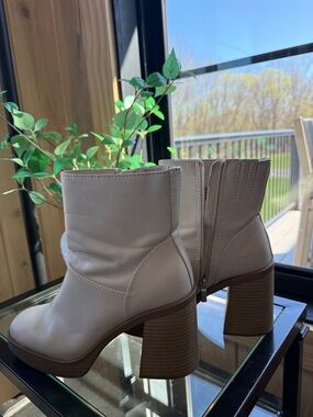 Target Cream Platform Block Heel Ankle Boots